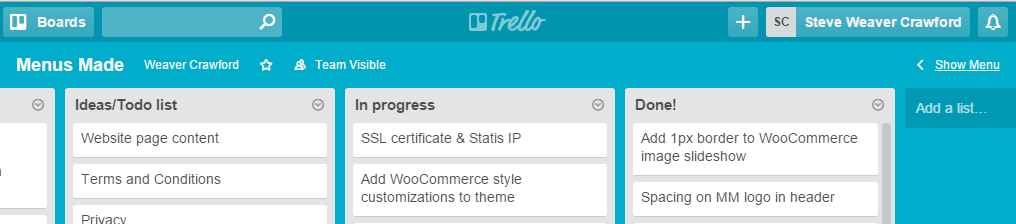 Trello has been a valuable tool for me. I generally have 4 lists for each project - Rejected ideas, Ideas, In Progress  & Done